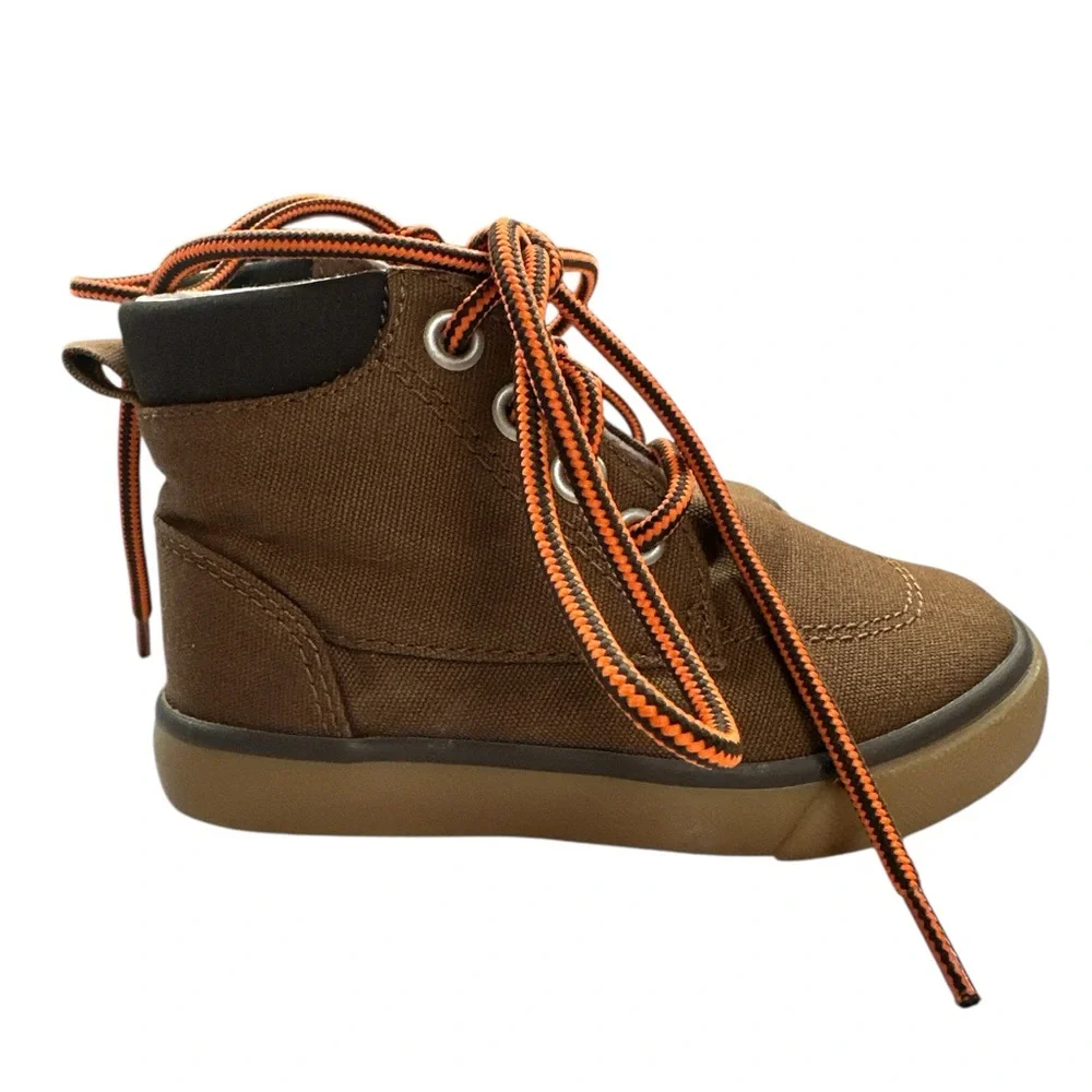 Gymboree Boys Light Brown Canvas Fall Boots/Hi Top Sneaker Toddler S6 Preowned